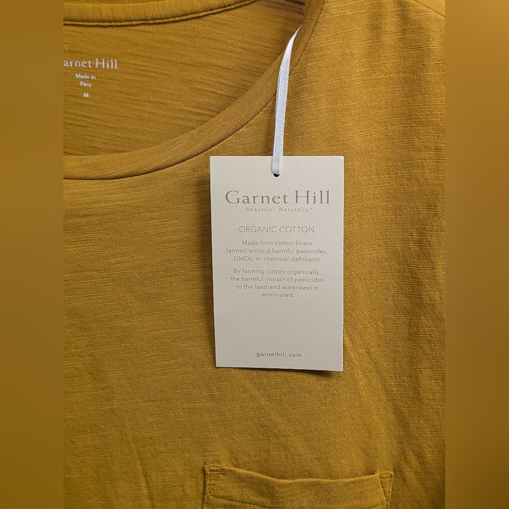 NWT Garnet Hill Organic Cotton Essential Long Sleeve Tee - Mustard - Picture 2 of 5